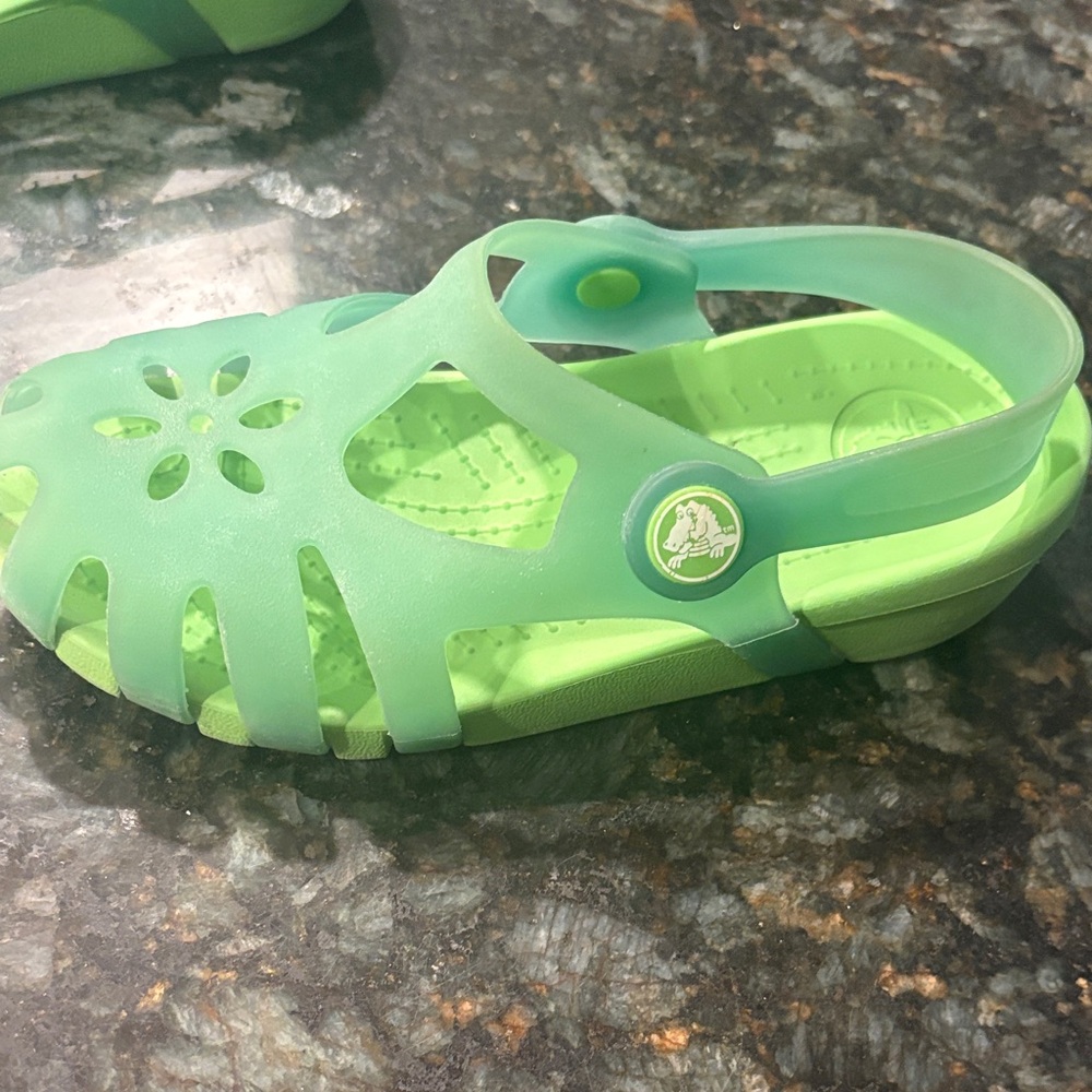 CROCS Shirley Girls Shoes Aqua/Lime C12 - Picture 2 of 7